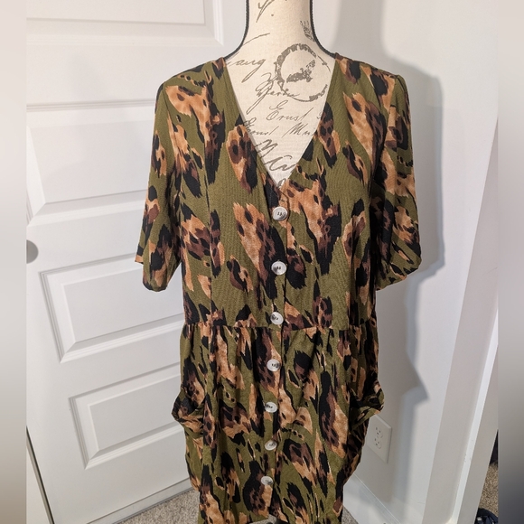 Belongsi Camouflage Print Dress Or Tunic Top Size S - Picture 1 of 7
